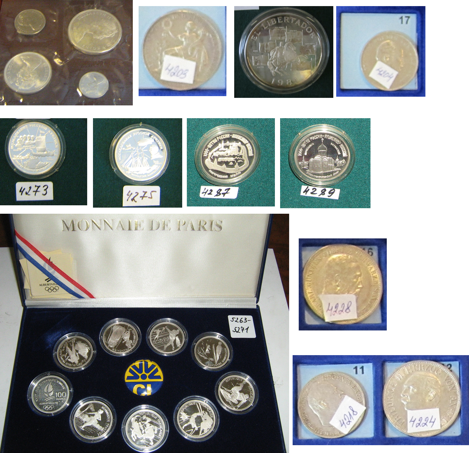 Предмети нумізматики та фалеристики: колекційні срібні монети у кількості 28 одиниць (детальна інформація в публічному паспорті активу)