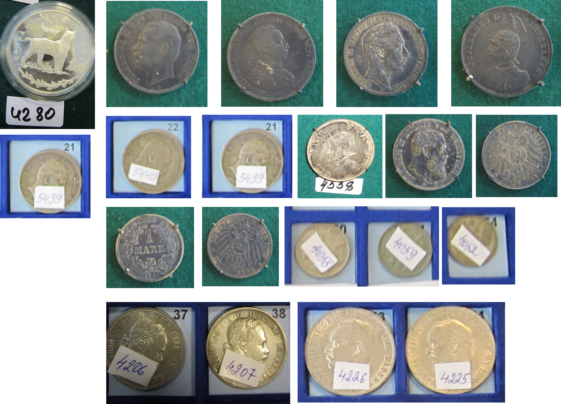 Предмети нумізматики та фалеристики: колекційні срібні монети у кількості 25 одиниць (детальна інформація в публічному паспорті активу)